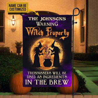 Warning Witch Property Custom Flag - Halloween Gift - Thegiftio UK