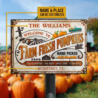 Welcome To Farm Fresh Pumpkins Custom Metal Sign - Fall Gift - Thegiftio UK