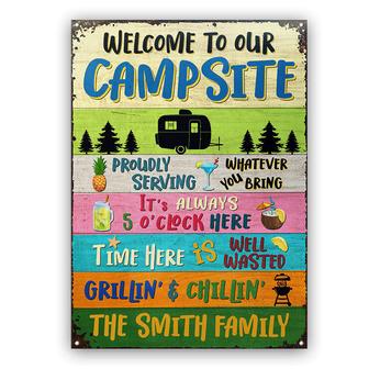 Welcome To Our Campsite Custom Metal Sign - Gift for Campers - Thegiftio UK