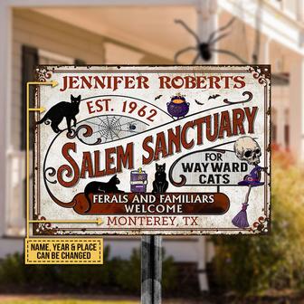 Witch Black Cat Salem Sanctuary Custom Metal Sign - Gift - Thegiftio UK