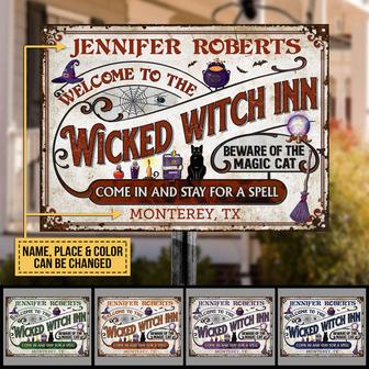 Witch Inn Black Cat Stay For A Spell Custom Metal Sign - Thegiftio UK