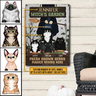 Witch Garden Magick Begins Here With Cats Custom Metal Sign - Thegiftio UK