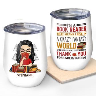 Chibi Girl I'm A Book Reader Custom Wine Tumbler - Thegiftio UK