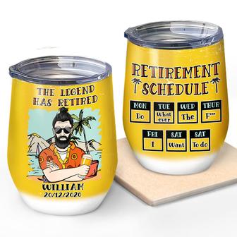 Retired Schedule Calendar Personalized Wine Tumbler - Thegiftio UK