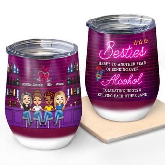 Bestie Here's To Another Year Custom Wine Tumbler - Thegiftio UK