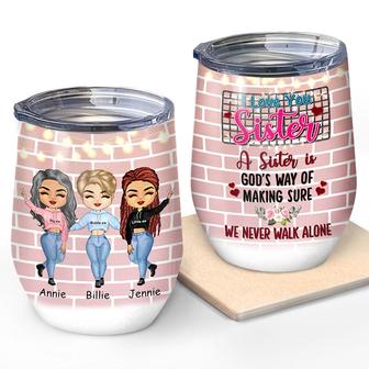 Never Walk Alone Personalized Wine Tumbler - Gift for Sister - Thegiftio UK