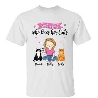 A Chibi Girl Loves Her Cats Custom T-Shirt - Cat Lovers Gift - Thegiftio UK