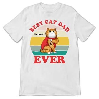 Best Cat Dad Ever Retro Sitting Cat Custom T-Shirt - Thegiftio UK