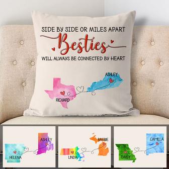 Besties Will Always Be Connected By Heart Custom Pillow - Thegiftio UK