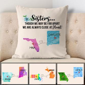 Sisters Are Always Close At Heart Custom Pillow - Gift - Thegiftio UK
