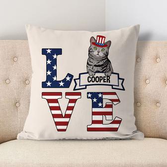 Love Cats 4th Of July Personalized Pillow - Cat Lovers Gift - Thegiftio UK