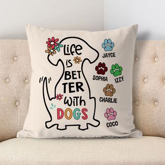 Life Is Better With Dogs Custom Pillow - Gift for Dog Lovers - Thegiftio UK