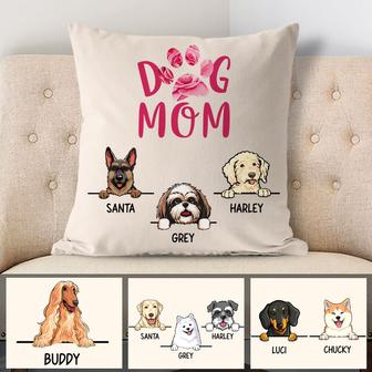 Dog Mom Pink Flower Personalized Pillow - Thegiftio UK