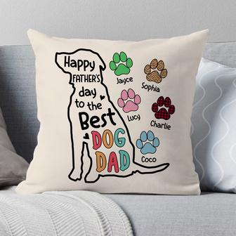 Happy Father's Day To The Best Dog Dad Custom Pillow - Thegiftio UK