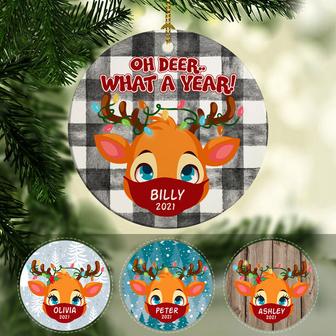 Oh Deer What A Year Custom Ornament - Christmas Gift - Thegiftio UK