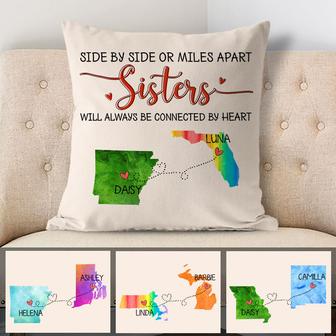 Sisters Connected By Heart Custom Pillow - Gift for Sister - Thegiftio UK