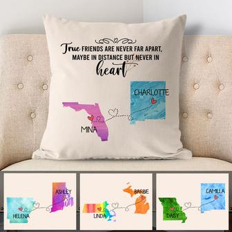 True Friends Long Distance Custom Pillow - Best Friend Gift - Thegiftio UK
