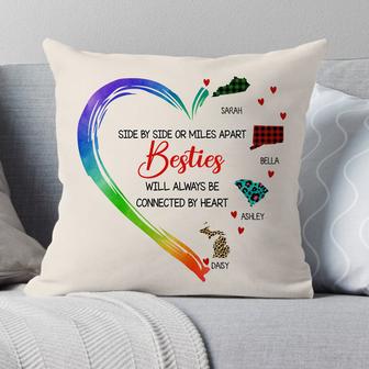 Side By Side Or Miles Apart Custom Pillow - Moving Gift - Thegiftio UK