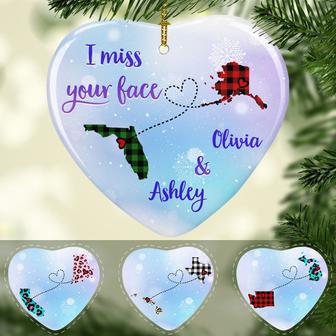 I Miss Your Face Personalized Heart Ornament - Holiday Gift - Thegiftio UK