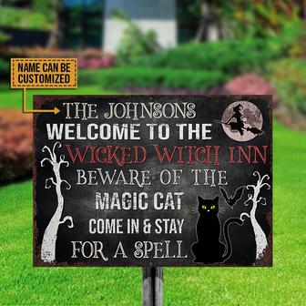 Witch Black Cat Staying For A Spell Custom Metal Sign - Gift - Thegiftio UK