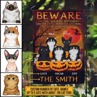 Witch Black Cats Lives Here Custom Flag - Halloween Gift - Thegiftio UK