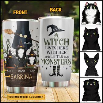 Witch Black Cats Lives Here Custom Tumbler - Cat Lovers Gift - Thegiftio UK