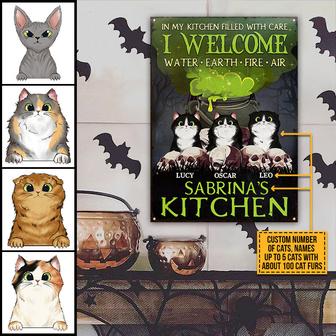 Witch Kitchen Cat Welcome Earth Fire Water Custom Metal Sign - Thegiftio UK