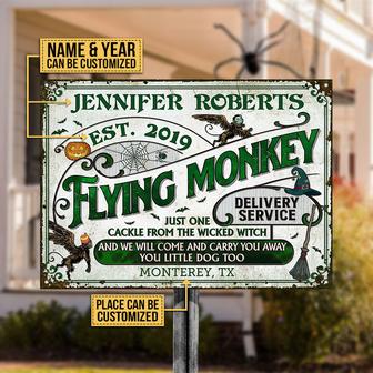 Witch Flying Monkey Delivery Service Green Custom Metal Sign - Thegiftio UK