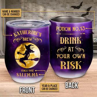 Witch's Brew Own Risk Custom Wine Tumbler - Halloween Gift - Thegiftio UK