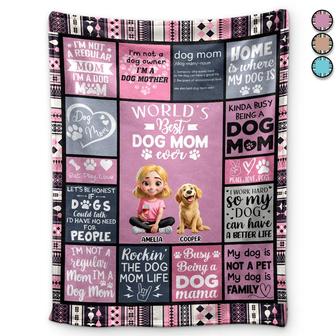 World's Best Dog Mom Ever 3D Effect - Personalized Fleece Blanket, Sherpa Blanket - Thegiftio UK
