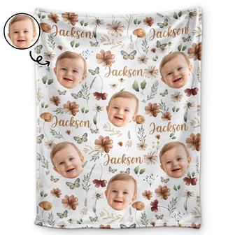 Custom Photo Baby Kid Face - Personalized Fleece Blanket, Sherpa Blanket - Thegiftio UK