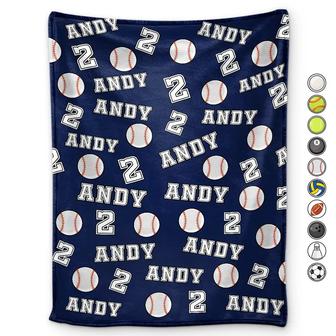 Colorful Sports Pattern Baseball Volleyball Basketball - Personalized Fleece Blanket, Sherpa Blanket - Thegiftio UK