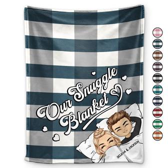 Couple Chibi Our Snuggle Blanket Cozy Plaid - Personalized Fleece Blanket, Sherpa Blanket - Thegiftio UK