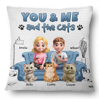 You And Me And The Cats 3D Effect Custom Pillow - Thegiftio UK