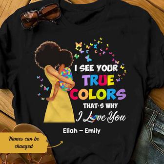 Personalized Autism Mom BWA I See Your True Colors T Shirt - Thegiftio UK
