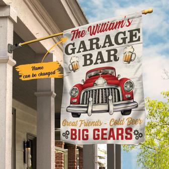 Personalized Garage Bar Friends Beer & Gears Flag - Thegiftio UK