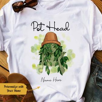 Personalized Pot Head Plant Girl T Shirt - Thegiftio UK