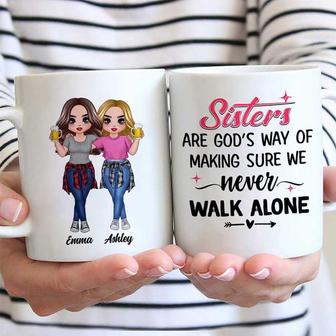 Sisters Besties Never Walk Alone Custom Mug - Thegiftio UK