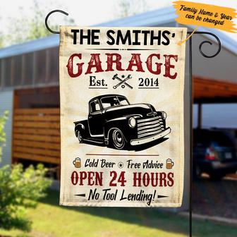 Personalized Garage No Tool Lending Garden Flag - Thegiftio UK
