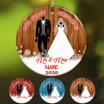 Personalized Wedding Gift For Couple Married Newlyweds, Our First Christmas As Mr and Mrs Ornament - Thegiftio UK
