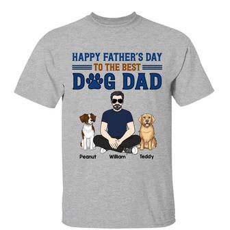 Dog Dad Man Sitting With Dogs Custom T-Shirt - Gift for Dad - Thegiftio UK