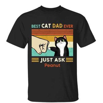 Best Cat Dad Fluffy Cat Custom T-Shirt - Gift for Dad - Thegiftio UK
