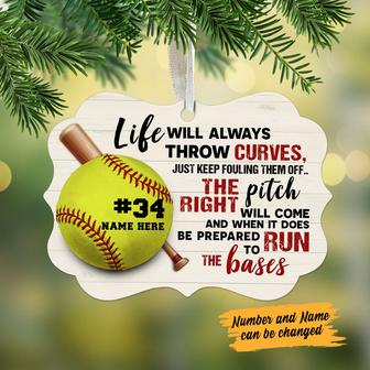 Personalized Baseball Softball The Right Pitch Will Come MDF Ornament - Thegiftio