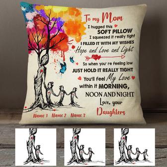 Personalized Mom Grandma Tree Hug Pillow - Thegiftio