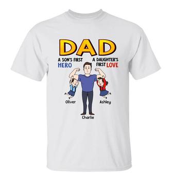 Dad First Hero First Love Custom T-Shirt - Father's Day Gift - Thegiftio UK