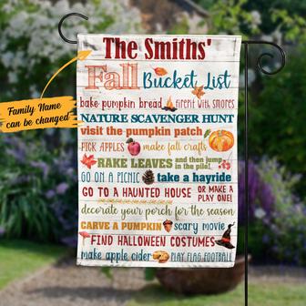 Personalized Fall Family Bucket List Garden Flag - Thegiftio UK