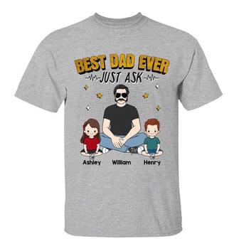 Best Dad Ever Man Sitting With Kids Custom T-Shirt - Thegiftio UK