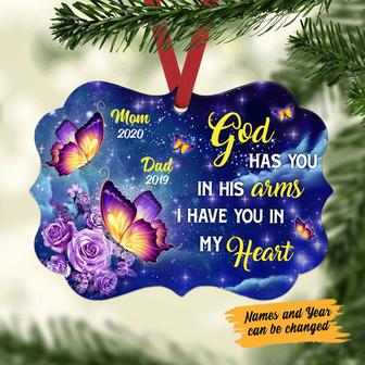 Personalized Butterfly Memorial Mom Dad, God Has You In His Arms Benelux Ornament - Thegiftio UK