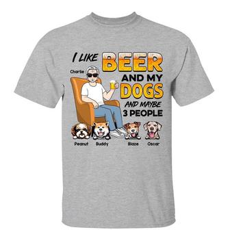 Sitting Man Beer And Dogs Custom T-Shirt - Dog Lovers Gift - Thegiftio UK