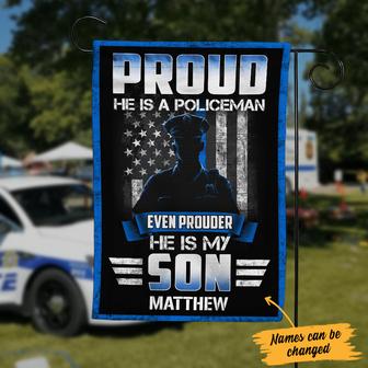 Personalized Proud Police Son Garden Flag - Thegiftio UK